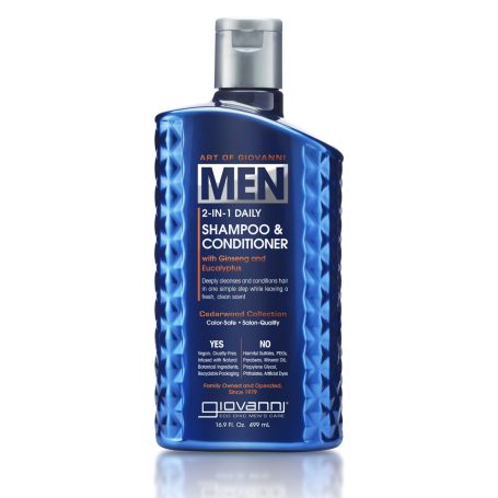 Bouteille de shampooing et après-shampooing pour hommes, couleur bleue.