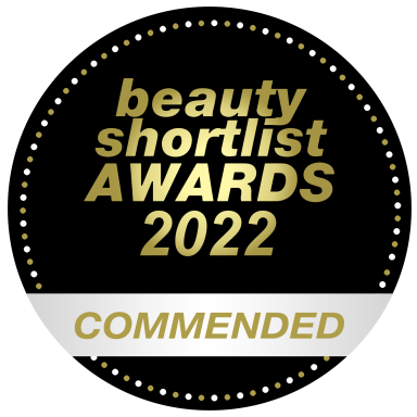 Insigne noir et or pour les prix Beauty Shortlist Awards 2022, mention honorable.