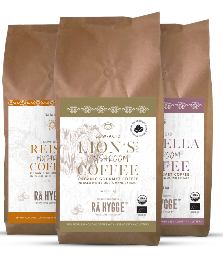 Trois sachets de café bio champignon 1 kilo Lion Tremella reishi organic 